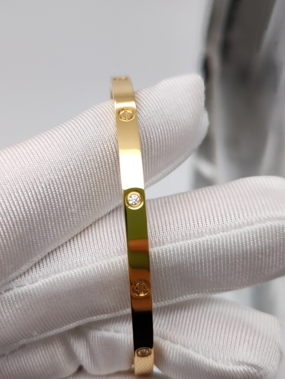 Gold Screw-Accent Bangle Bracelet
